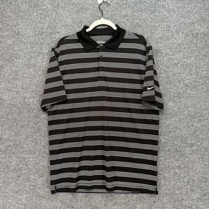 Nike Golf Polo Shirt Mens Medium Black Striped Dri-FIT Tour Performance Stretch